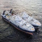 A pair of Russian Fishery Company vessels at sea