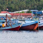 A trio of fishing vessels in Indonesia