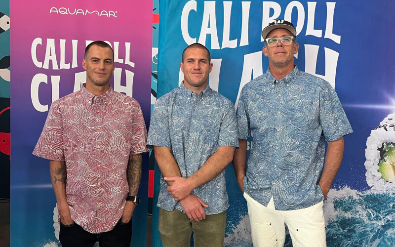 Star Big Wave Surfers Balaram Stack, Jojo Roper, and Peter Mel joined Aquamar to guest judge the Cali Roll Competition