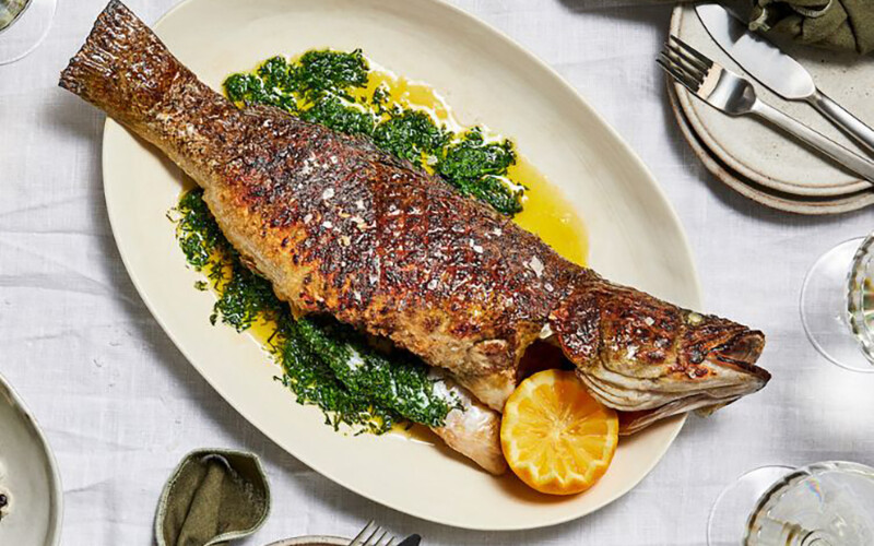 Barbecued Murray cod