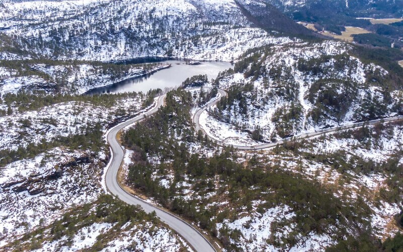 Norwegian road in the snow