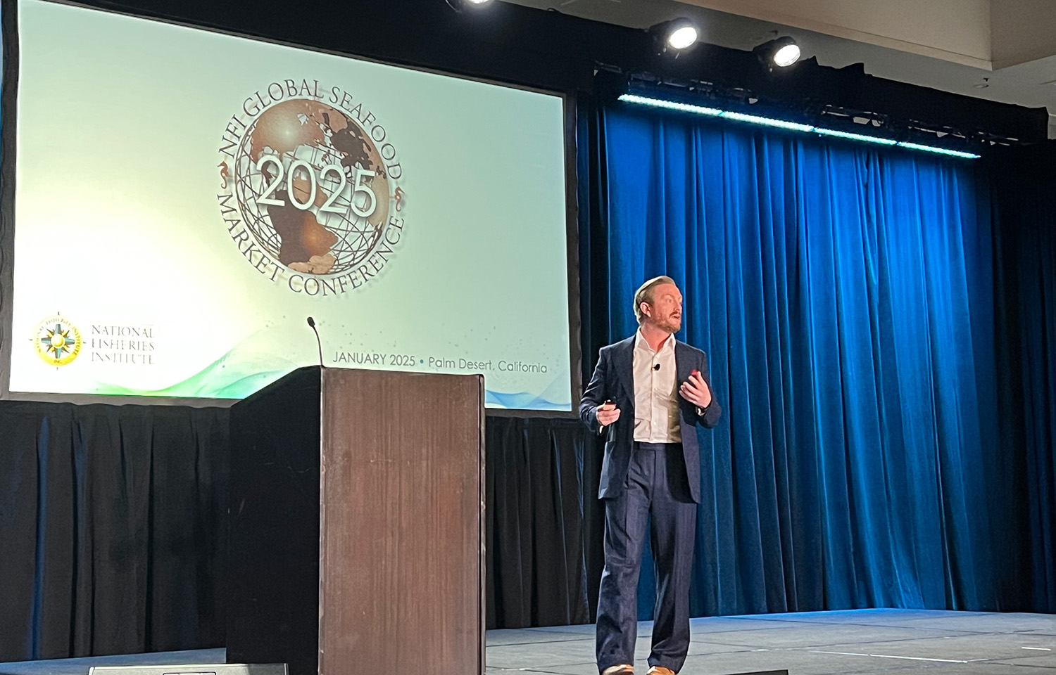 Rabobank Head of Cross-Asset Strategy Christian Lawrence presenting at the 2025 Global Seafood Market Conference
