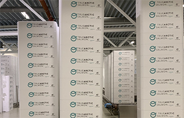 A pile of some of Cermaq's salmon packaging.