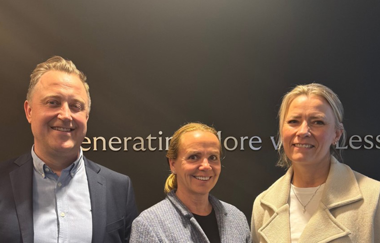 Eyvi CEO Kjetil Isaksen, Great Northern Salmon CEO Marianne Naess, and Eyvi CBDO Heidi Kyvik