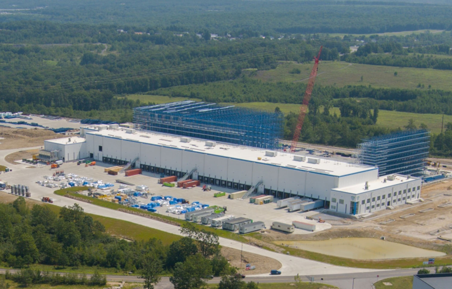 An aerial photo of Lineage Logistics' new facility under construction.