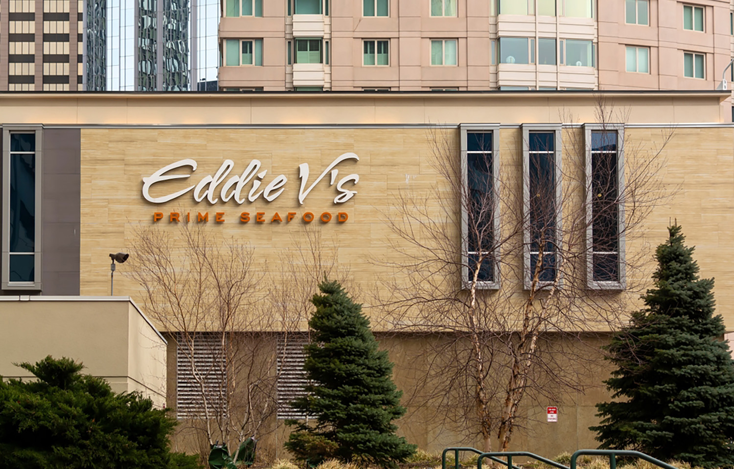 An exterior shot of an Eddie V's restaurant in Boston, Massachusetts, U.S.A.