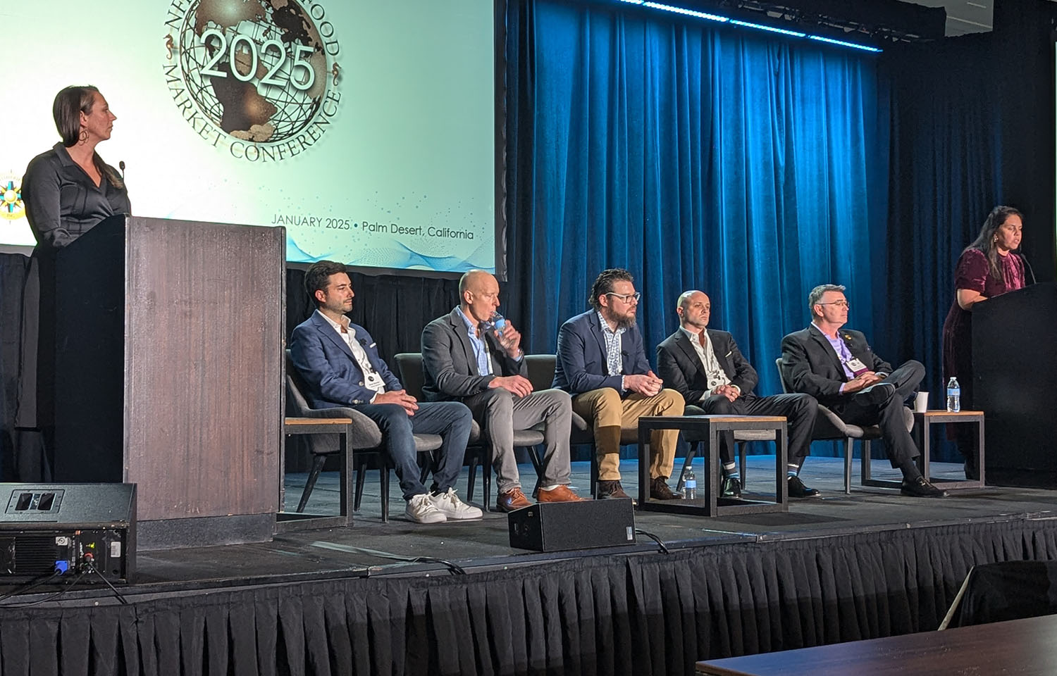 Panelists on stage at the 2025 Global Seafood Market Conference