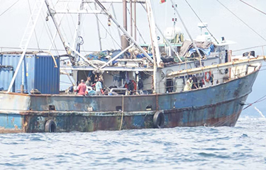 A trawler off the coast near Douala, Cameroon.