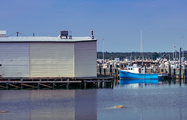 A processing plant in a harbor in Nova Scotia