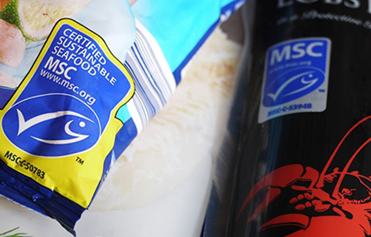 Seafood products featuring the Marine Stewardship Council logo