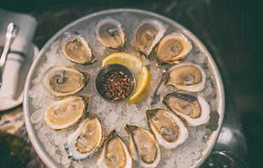 Oysters from Canada on an ice platter