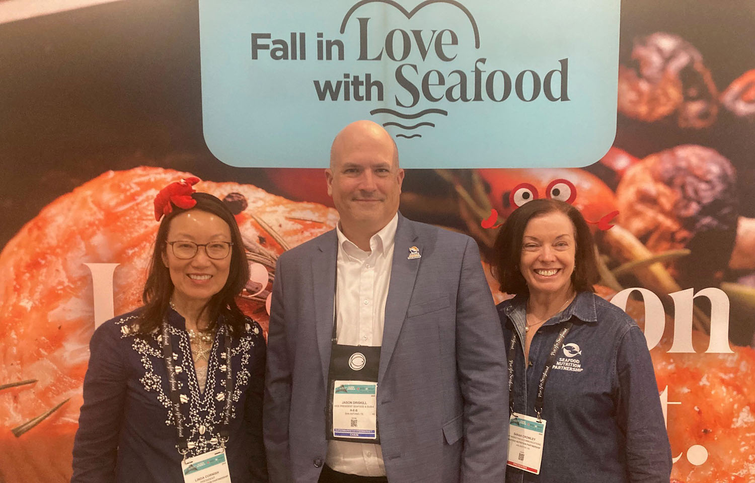 SNP President Linda Cornish, H-E-B Seafood Vice President Jason Driskill, and SFP VP of Marketing and Communications Sarah Crowley