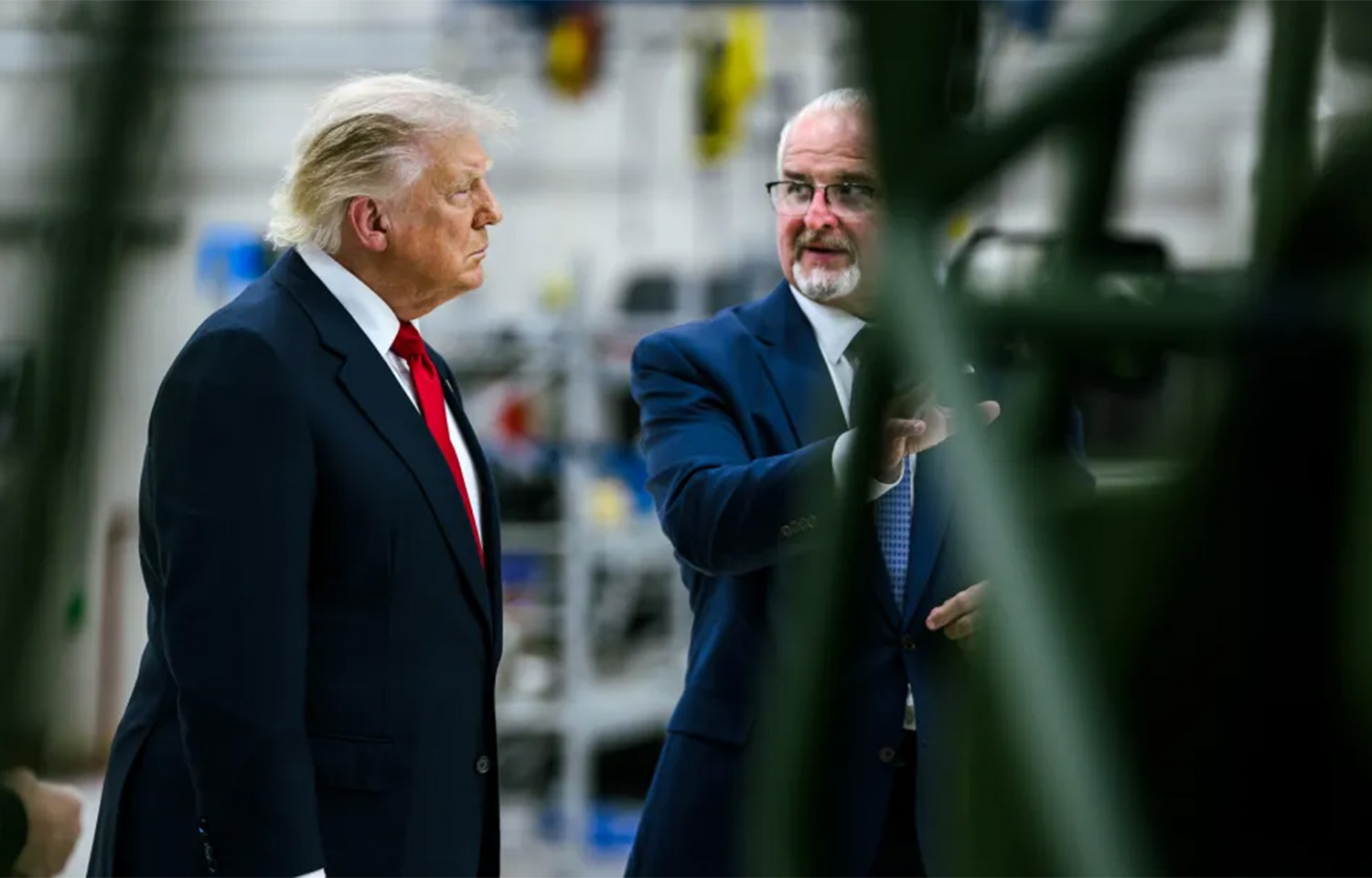U.S. President Donald Trump inspecting a factory