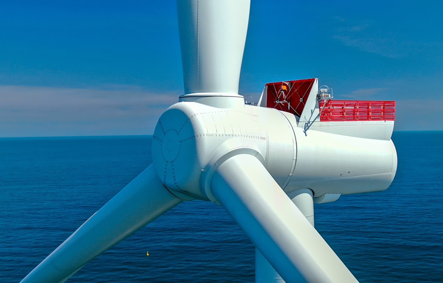 A photo of an offshore wind turbine off the coast of Virginia Beach, Virginia, U.S.A.