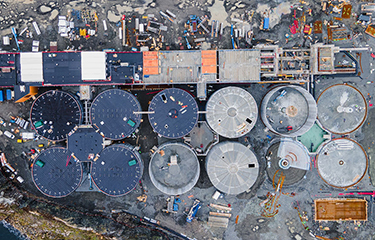 Salmon Evolution's flow-through farm under construction in 2021.