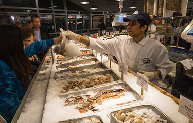A seafood market in New York City.