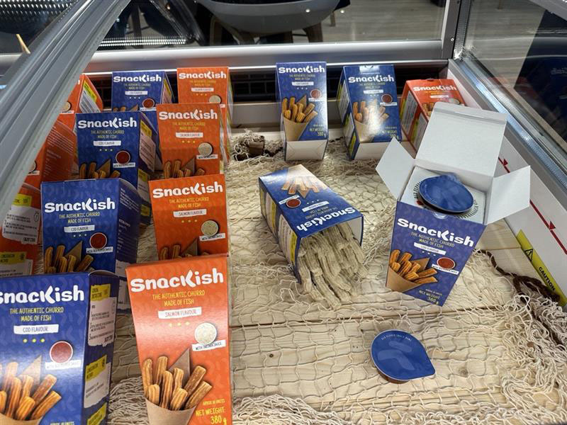 Profand's Snackish fish churros in a case