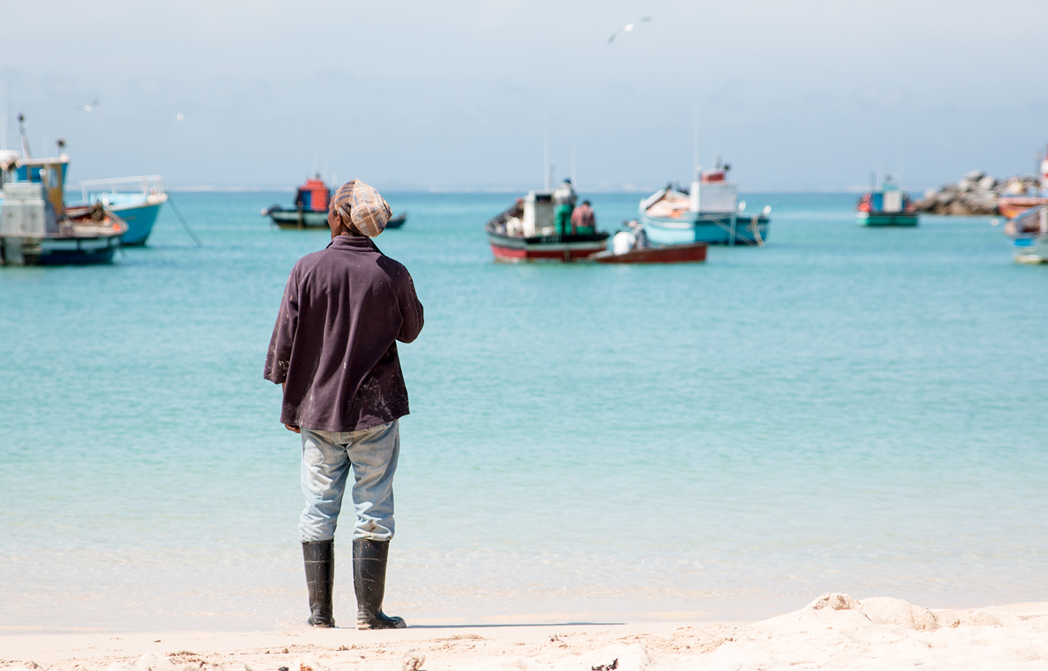 A South African fisherman on the beach