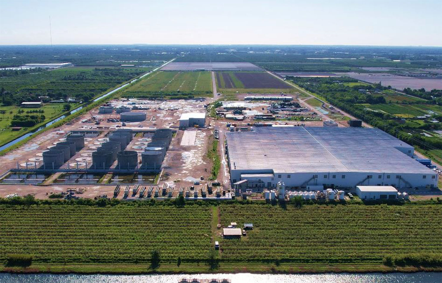 An aerial view of Atlantic Sapphire's Miami, Florida, U.S.A.-based facility