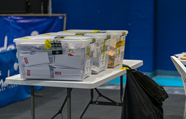 A set of Chilean ballots in boxes waiting to be counted.