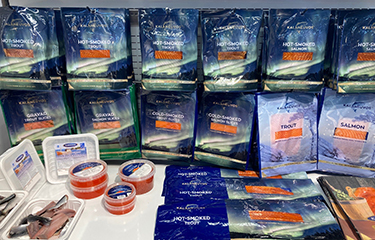A variety of Kalaneuvos products on display at Seafood Expo Global in 2022