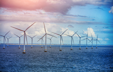 Floating wind turbines.