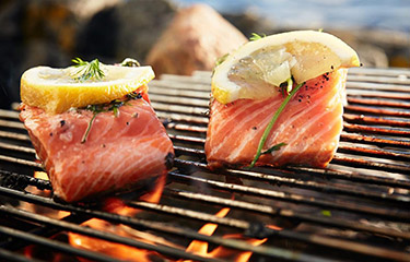 Salmon on a grill