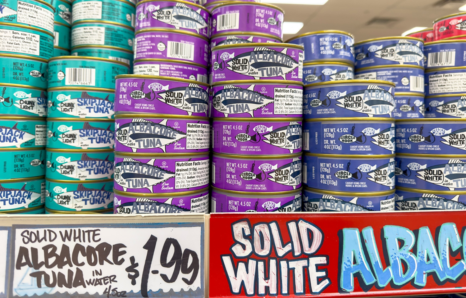 Canned tuna at a Trader Joe's store in Los Angeles, California