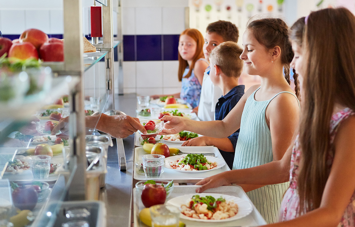 Children in a U.S. school cafeteria.