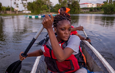 A woman involved in aquaculture in Gabon.