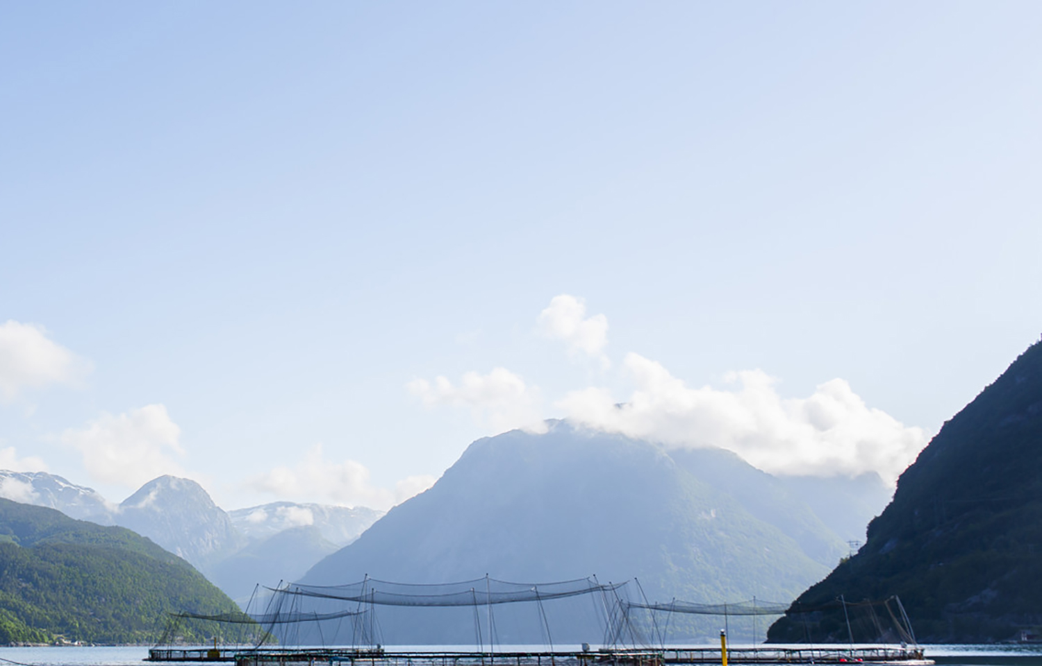 Net pens in the water in Norway