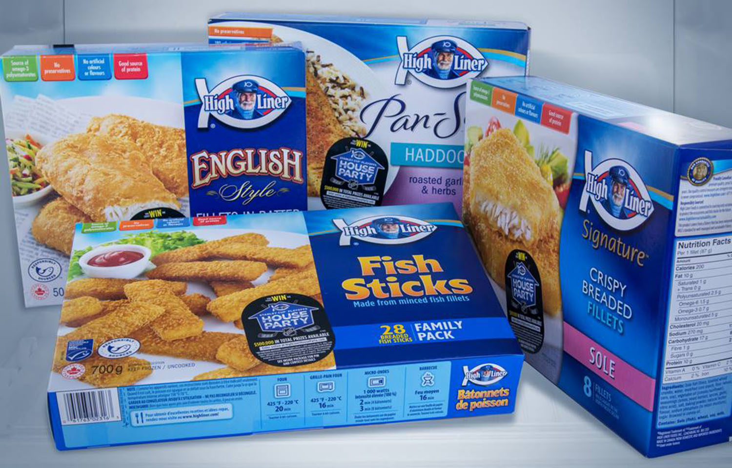 An assortment of High Liner Foods' frozen value-added seafood products