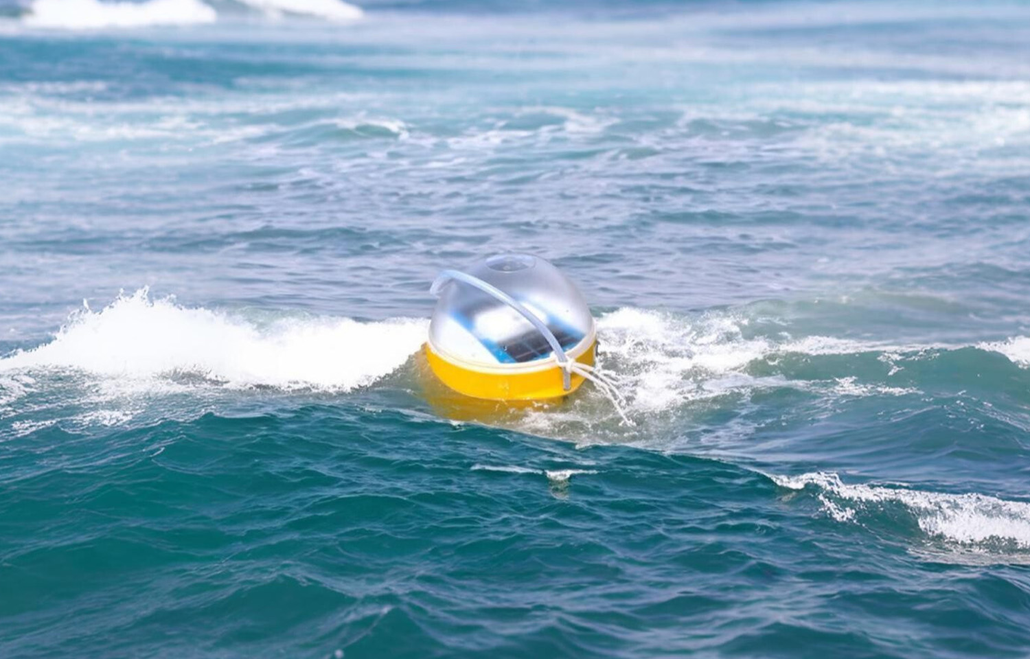A Satlink buoy floating in the ocean