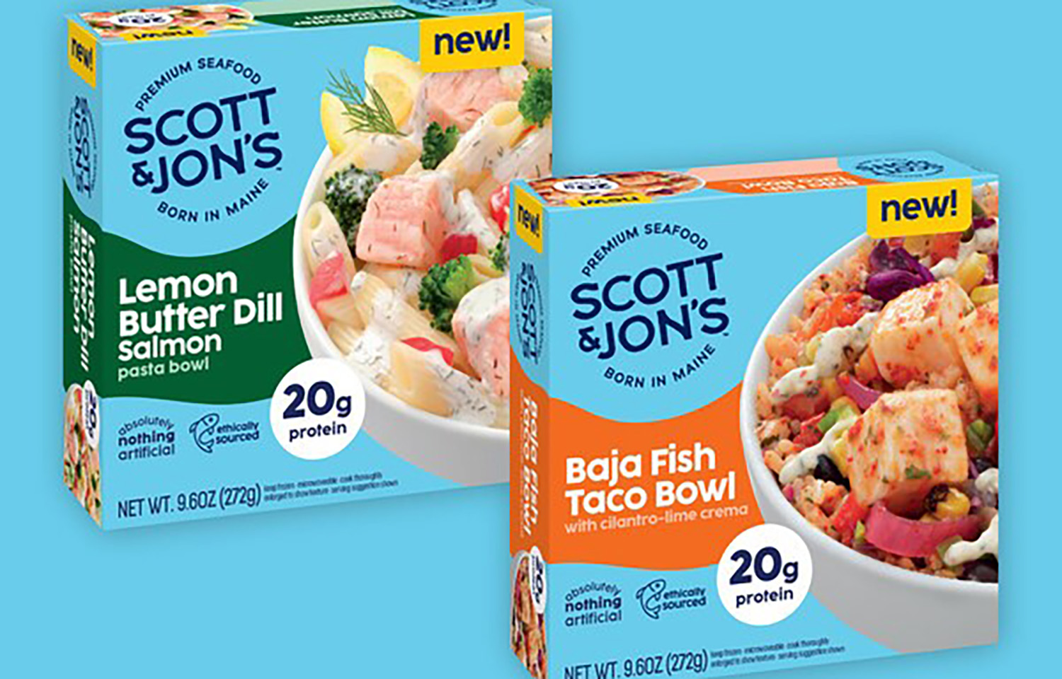 Scott & Jon's new Lemon Butter Dill Salmon and Baja Fish Taco bowls