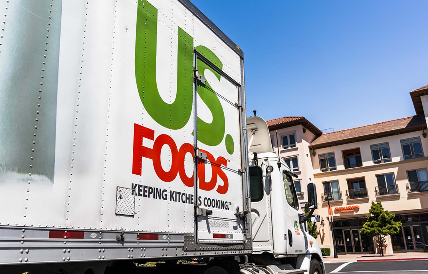 A US Foods truck making a delivery in Santa Clara, California, U.S.A.