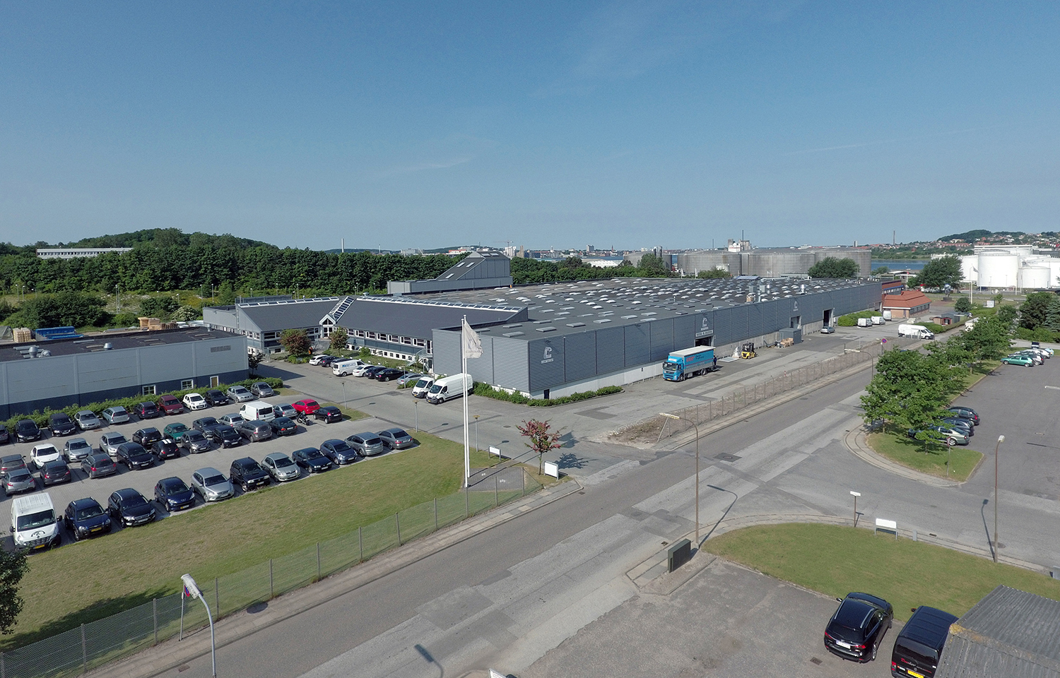 An aerial view of a Carsoe factory