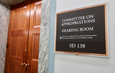 A sign on the exterior of the Senate Committee on Appropriations.