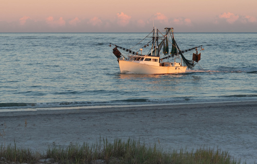 a shrimping vessel on the North Carolina coast