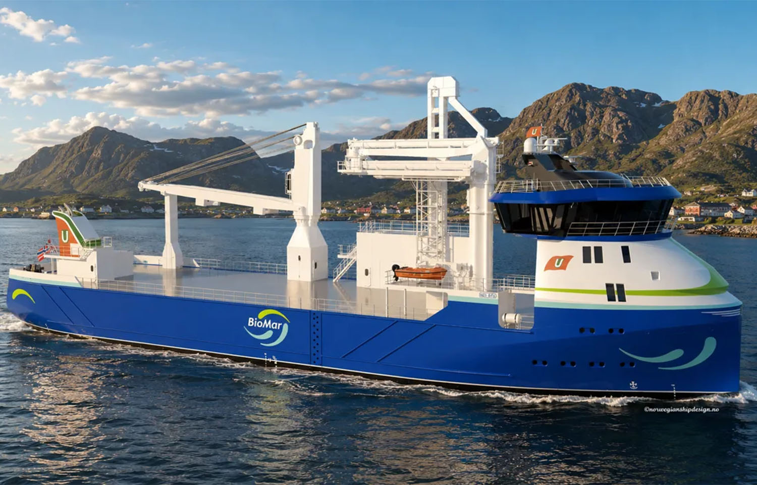 A rendering of BioMar's planned feed vessel