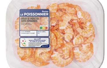 Auchan's Le Poissonnier shrimp product.