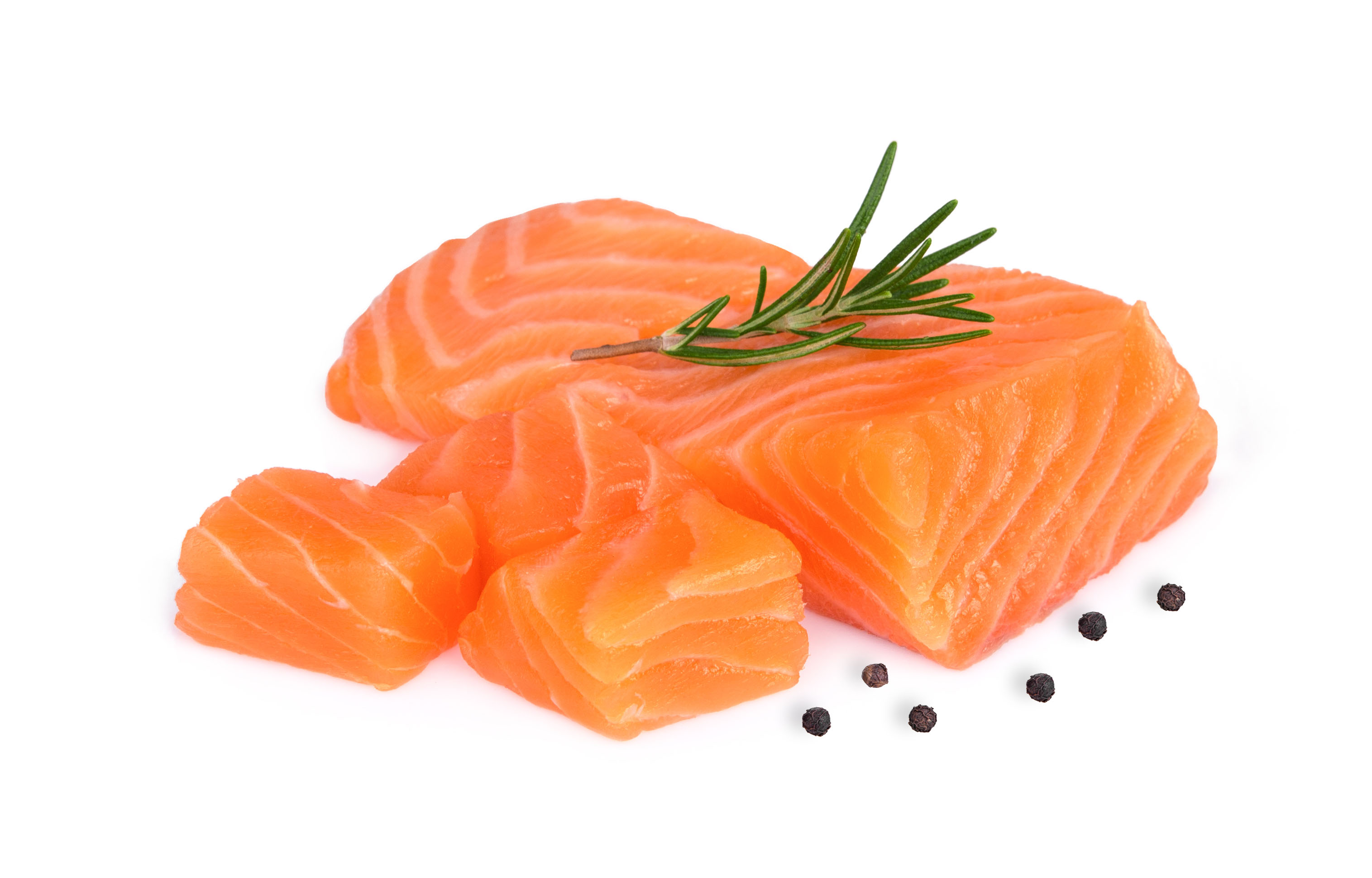 Cubes of Norwegian salmon