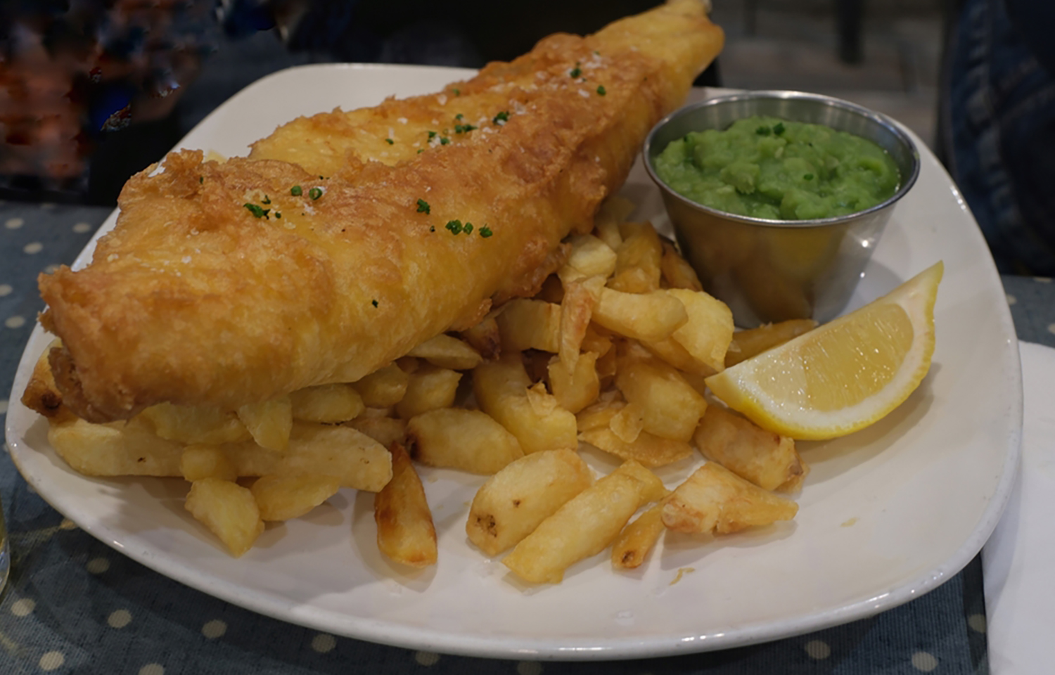 A fish and chips meal