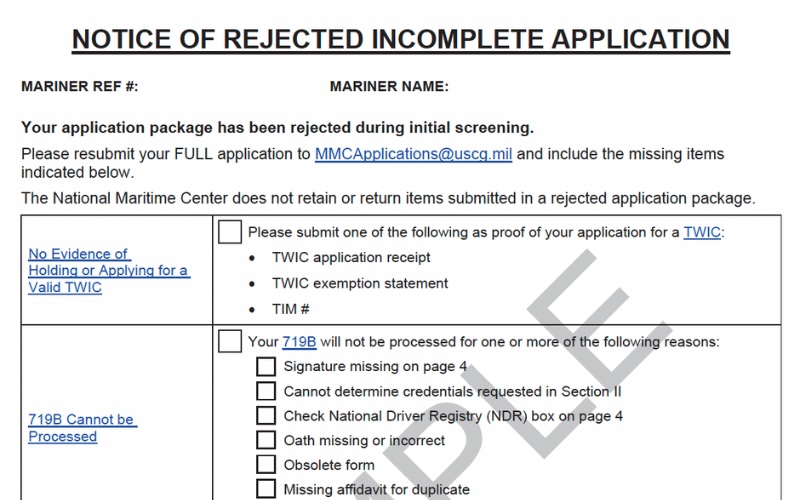 Coast Guard to reject all incomplete MMC applications starting in 